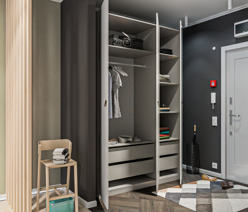 Шкафы распашные, Шкаф 3-х дверный МАКС Серый перламутровый